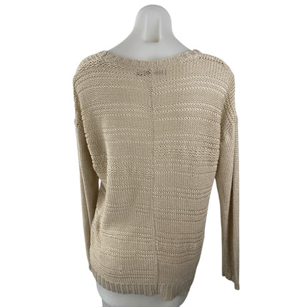 Rubbish Women's Beige Knit Long Sleeve V Neck Button Up Cardigan Sweater Top S