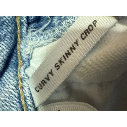 Ann Taylor Loft Curvy Blue Skinny Mid Rise Frayed Raw Hem Denim Jeans Pants 26