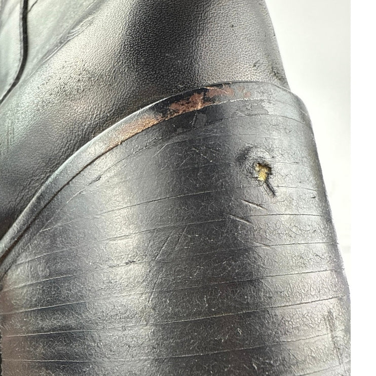 Celine Paris Women's Black Leather Block Heele Mid Calf Boots Size 37 US 6.5