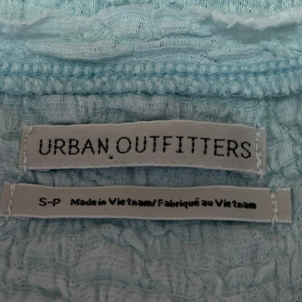 Urban Outfitters Blue Short Sleeve Textured Crinkled Button Down Crop Top Size S