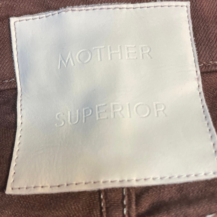 Mother Superior Women's Brown High Waisted Wide Leg Denim Jeans Pants Size 24