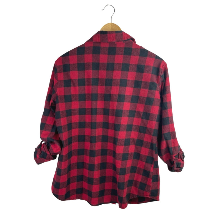 Sanctuary Men's Red Black Checkered Long Sleeve Button Down Shirt Top Size XS