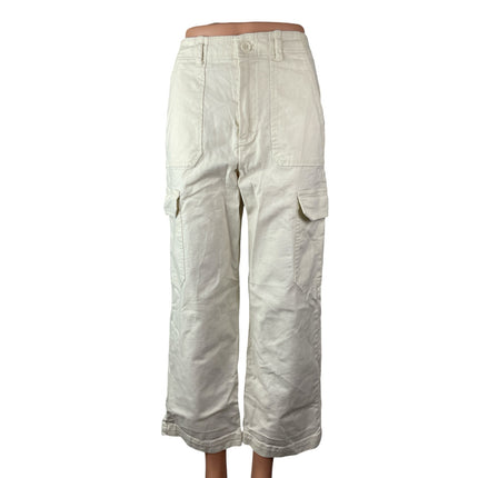 Z Supply Womens White High Rise Carrot Barrel Wide Leg Cargo Denim Jeans Pants S