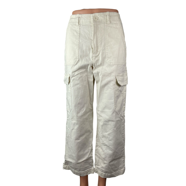 Z Supply Womens White High Rise Carrot Barrel Wide Leg Cargo Denim Jeans Pants S