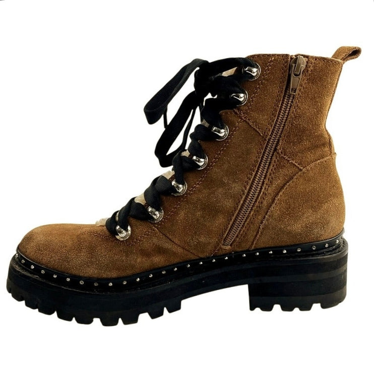 Steve Madden Rainier Women's Brown Suede Leather Lace Up Studded Hiker Boots 8M