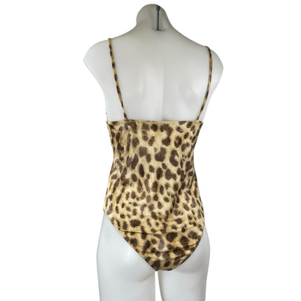 Zara Beige Leopard Animal Print Sleeveless Cami Camisole Tank Bodysuit Top Sz M