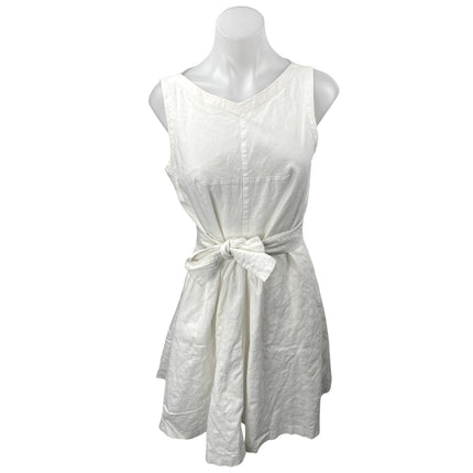 Ann Taylor Women's  White Sleeveless Belted Mini A-Line Fit & Flare Dress Size 8