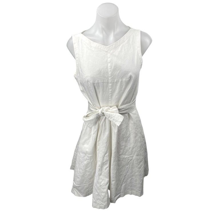 Ann Taylor Women's  White Sleeveless Belted Mini A-Line Fit & Flare Dress Size 8