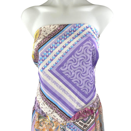 Boohoo Purple Floral Sleeveless Bandana Bandeau Crop Top Shorts 2 Pc Set Size 10