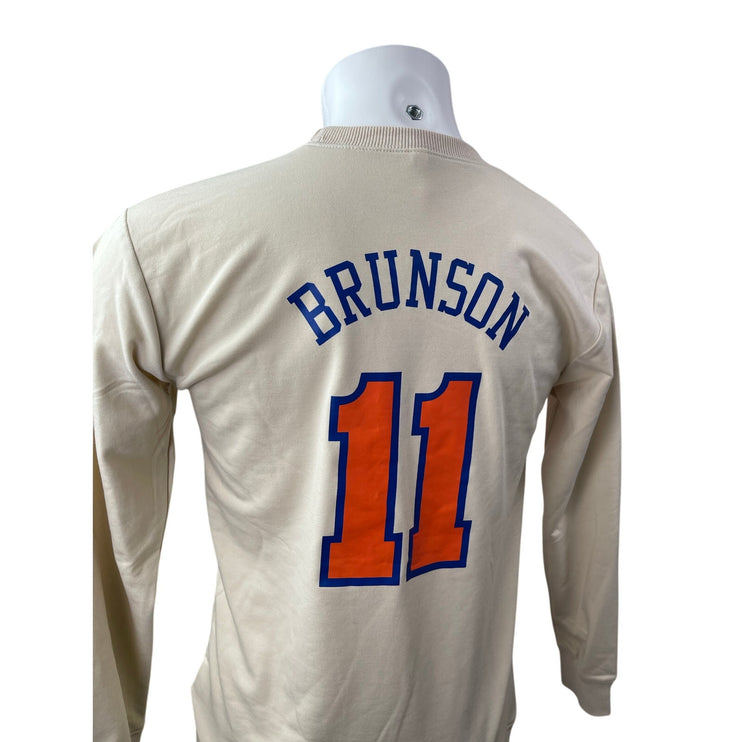 Men's Beige New York Knicks Jalen Brunson 11 NBA Long Sleeve Sweatshirt Top S