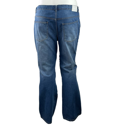 boohooMAN Mens Blus Patchworks Applique Carpenter Flared Denim Jeans Pants Sz 42