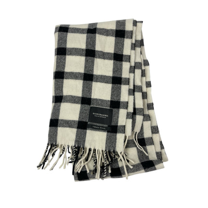 Scotch & Soda Wool Black White Plaid Check Fringe Snow Shawl Wrap Neck Scarf OS