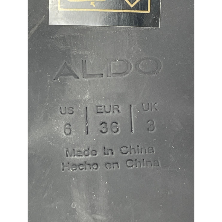 Aldo Karla Black Square Toe Thin Block Heels Dress Slingback Heels Sandals Sz 6