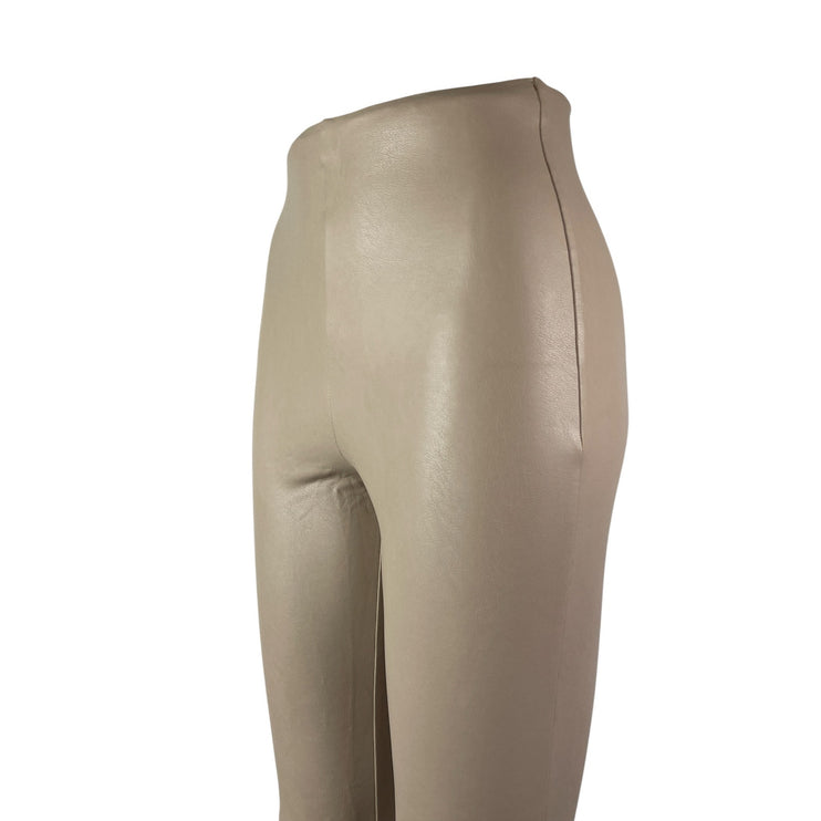 Commando Women's Beige Faux Leather Vegan High Rise Flared Leggings Pants Size S