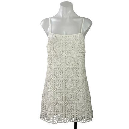 Urban Revivo White Sleeveless Floral Crochet Cami Camisole Mini Tank Dress Sz S