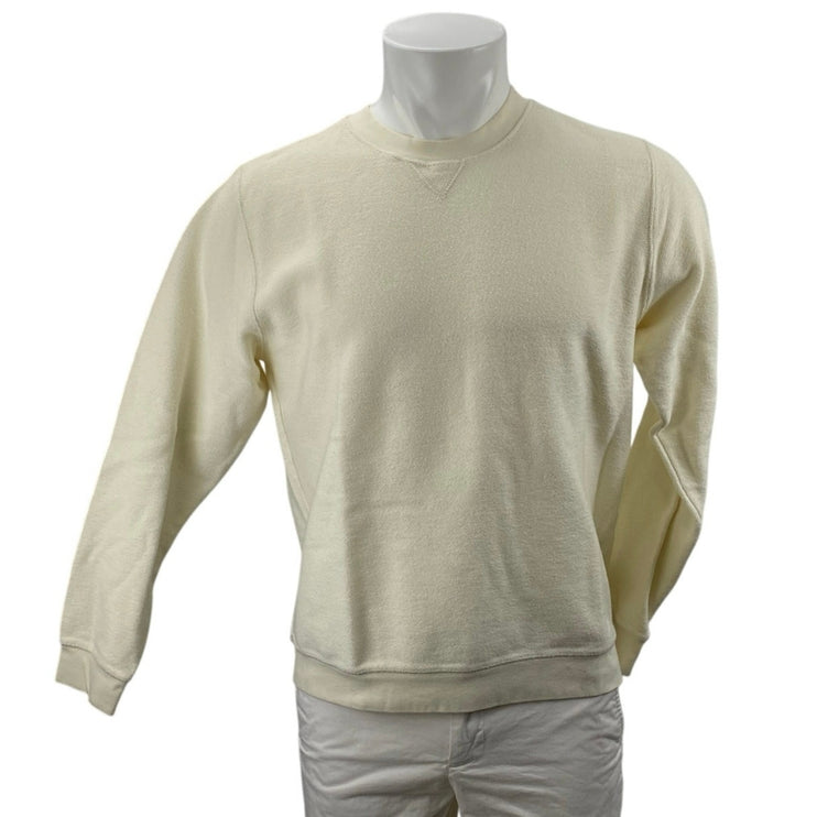 Lands' End Men's Cream Long Sleeve Crew Neck Pullover Sweater Sweatshirt Top  M