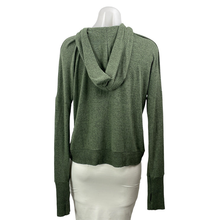 Jac Parker Women's Olive Green Knit Full Zip Pocket Hoodie Hooded Sweatshirt S