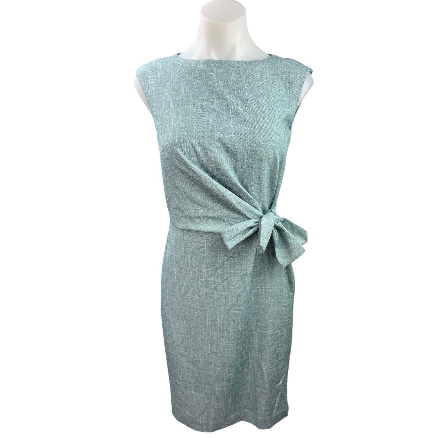 NEW Ann Taylor Blue Sleeveless Tie Waist Career Office Business Sheath Dress 0 NEW Ann Taylor Blue Sleeveless Tie Waist Career Office Business Sheath Dress 0