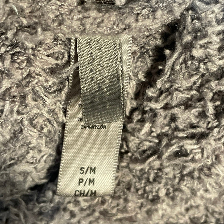 Skims Women's Gray Cozy Knit Teddy Stripe Fleece Hoodie Jogger Lounge Set S/M