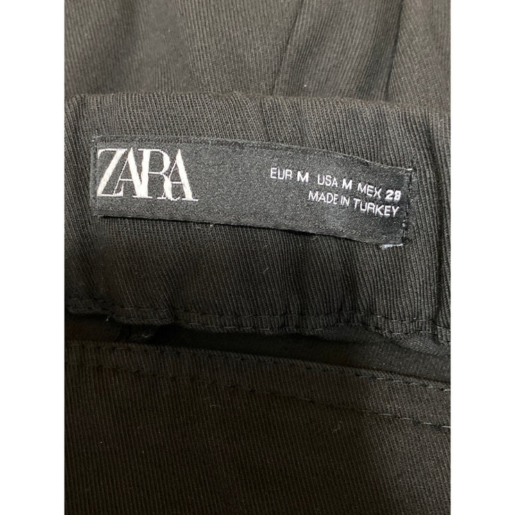 Zara Womens Black High Rise Cargo Pocket Mini Athletic A-Line Skort Skirt Size M