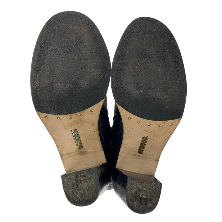 Louise Et Cie Navaria Women's Black Calf Leather Block Heel Knee High Boots Sz 7