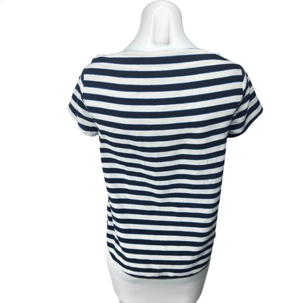 Kate Spade Black White Silk Striped Boat Neck Short Sleeve T Shirt Tee Top 4