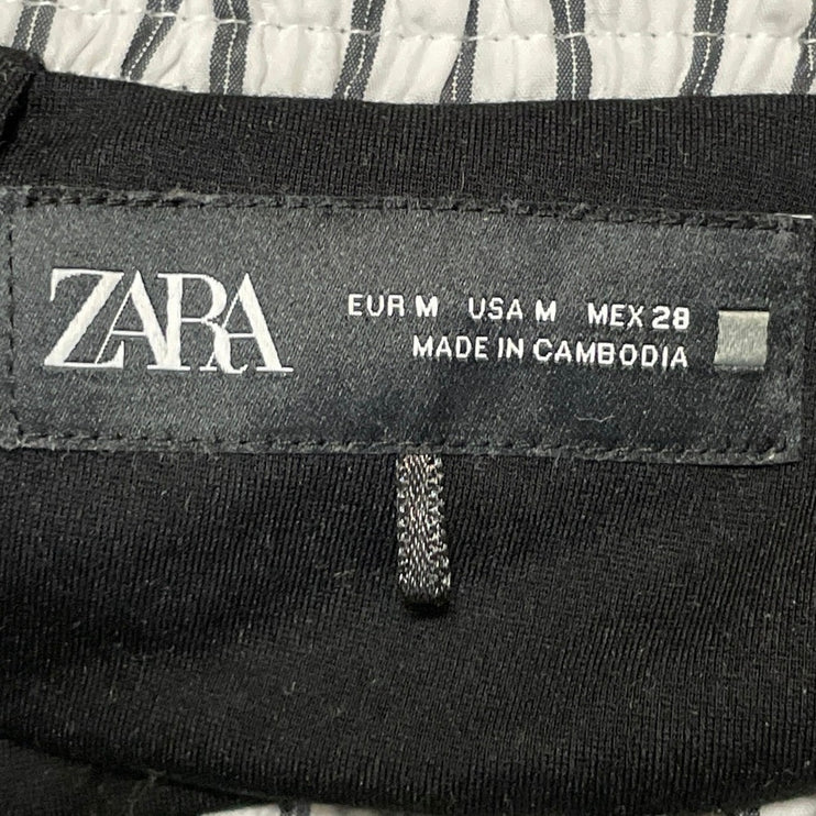 Zara Womens Black Mid Rise Belt Loops Mini Straight Pencil Skort Shorts Skirt M