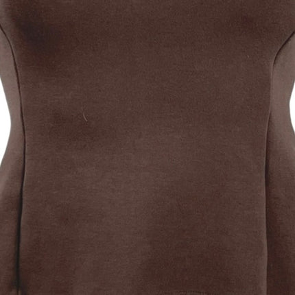 Zara Women's Brown Sleeveless Crew Neck Pleated Peplum Shirt Blouse Top Size M
