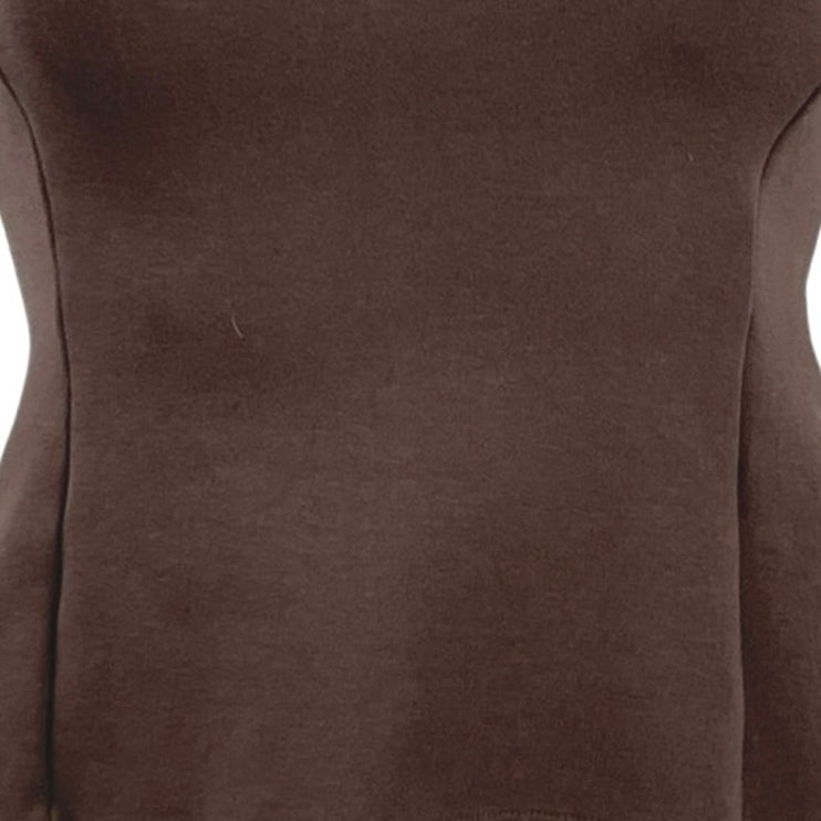 Zara Women's Brown Sleeveless Crew Neck Pleated Peplum Shirt Blouse Top Size M