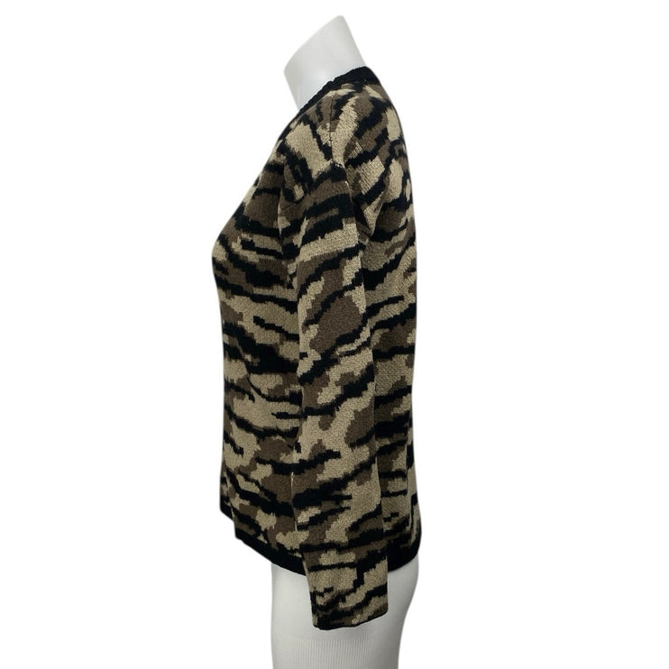 Philosophy Women's Black Camo Army Military Long Sleeve Sweater Top Size S