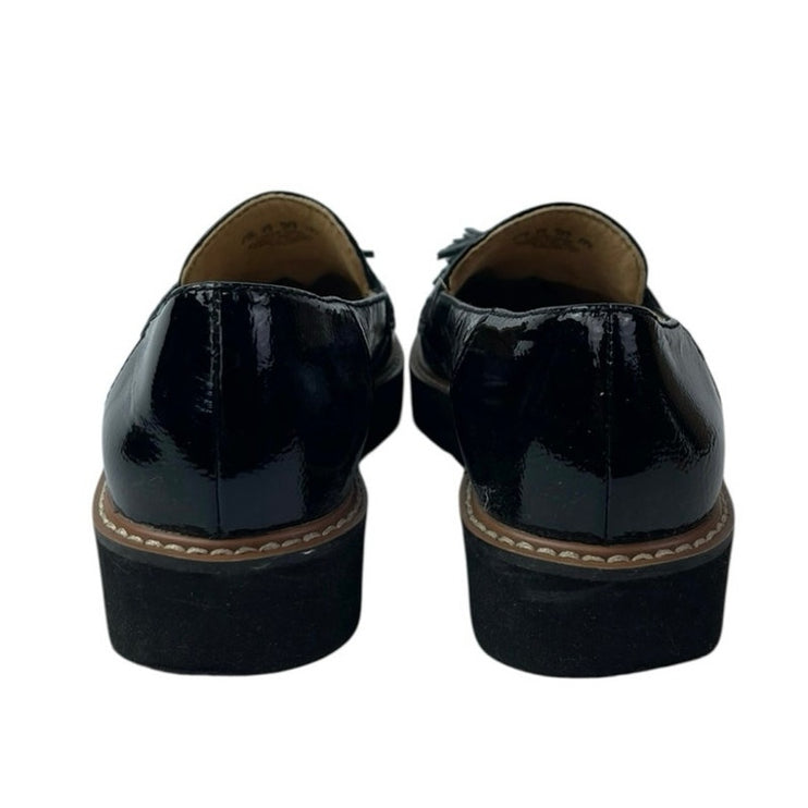 Naturalizer August Womens Black Patent Leather Tassels Slip On Loafers Shoes 8.5