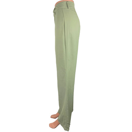 Shein Green High Rise Pleated Wide Leg Business Career Trouser Pants Size 8/10