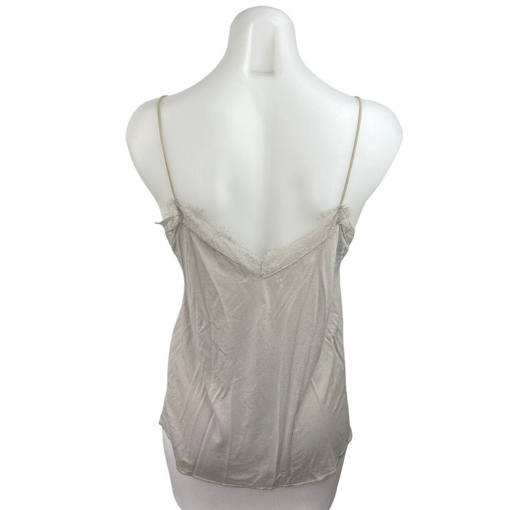 Revamped Women Gray Lace Trim Sleeveless V Neck Casual Camisole Blouse Top Sz L