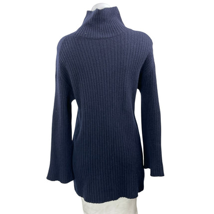 Reformation Dark Blue Long Sleeves Ribbed Knit Turtleneck Sweater Tunic Top XS