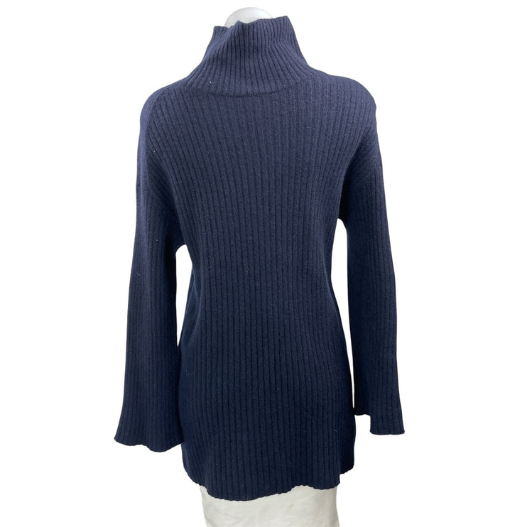 Reformation Dark Blue Long Sleeves Ribbed Knit Turtleneck Sweater Tunic Top XS