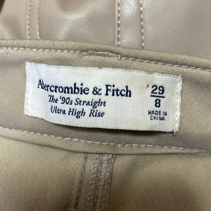 Abercrombie & Fitch The 90s Straight Ultra High Rise Beige Trousers Pants Size 8