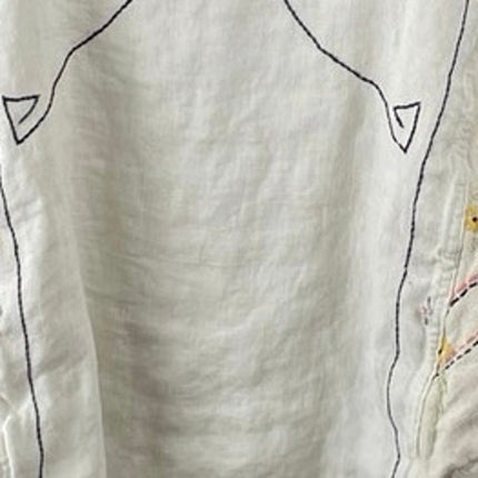 Joshua Michael Women's Beige Collared Sleeveless Embroidered Blouse Top Size S