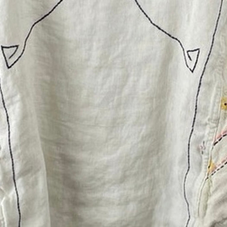 Joshua Michael Women's Beige Collared Sleeveless Embroidered Blouse Top Size S