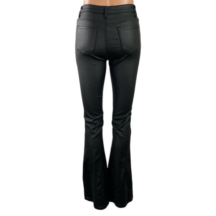 Edikted Women's Black Faux Leather Vegan Flared Bootcut Trousers Pants Size S