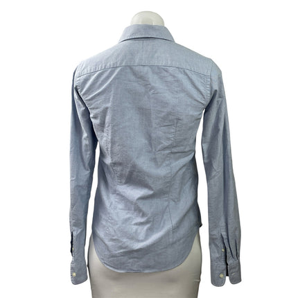 Ralph Lauren Rugby University Oxford Blue Long Sleeve Button Up Shirt Top Size 0