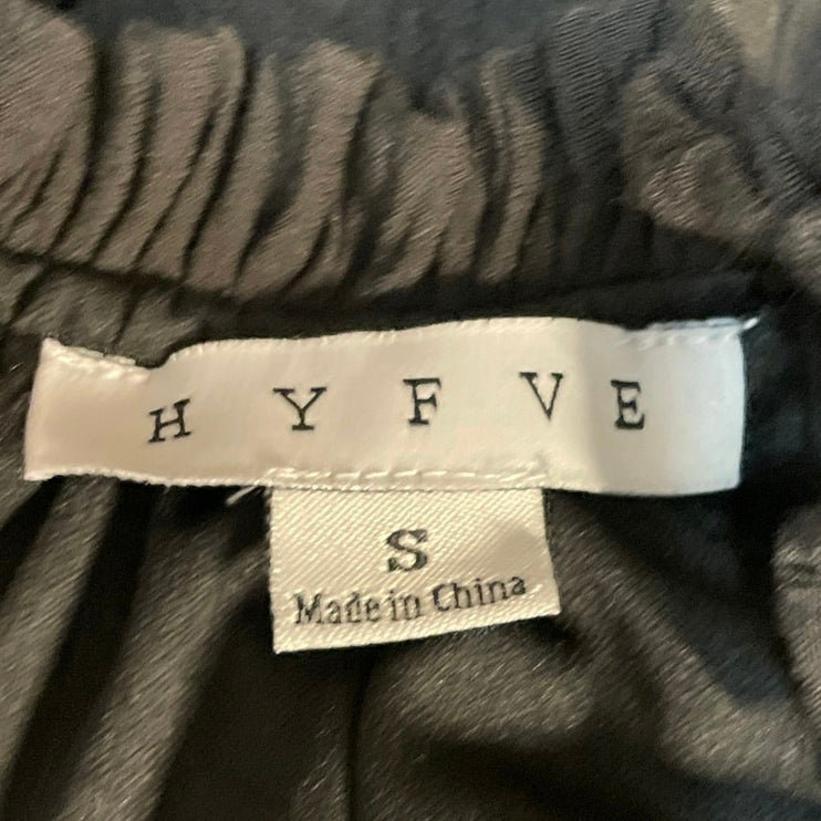 Hyfve Black Sleeveless Pleated Plisse Ruffle Cami Tank Shift Midi Dress Size S