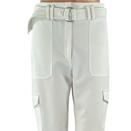 Express Ankle Super High Rise White Belted Tapered Ankle Trousers Pants Size 4