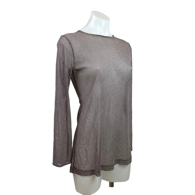 Victoria’s Secrets Sparkle Metallic Purple Grey Sheer Long Sleeve Tunic Top XS