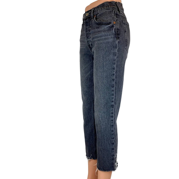 Gap Cheeky Straight High Rise- Gray Acid Wash -26 2P (27WxL23)