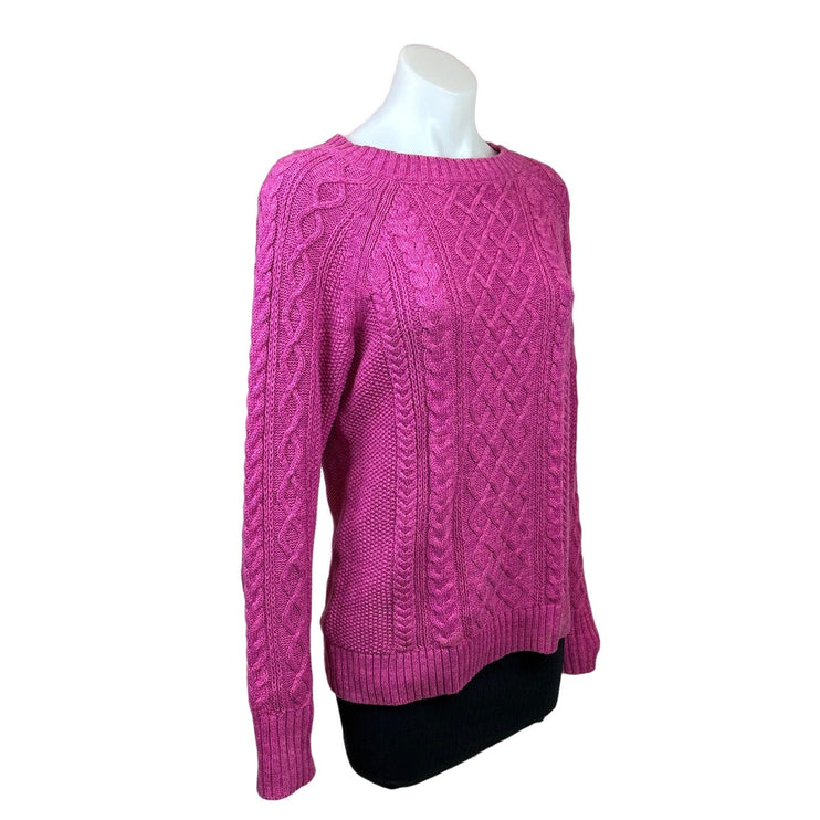 Gap Womens Pink Cotton Cable Knit Crew Neck Long Sleeve Pullover Sweater Top S