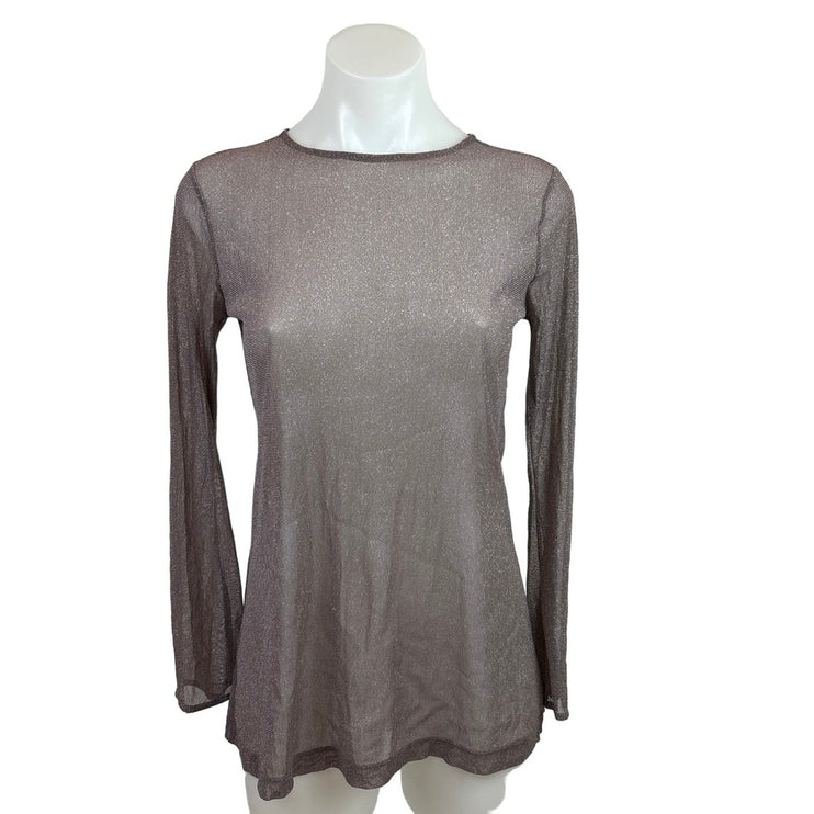 Victoria’s Secrets Sparkle Metallic Purple Grey Sheer Long Sleeve Tunic Top XS