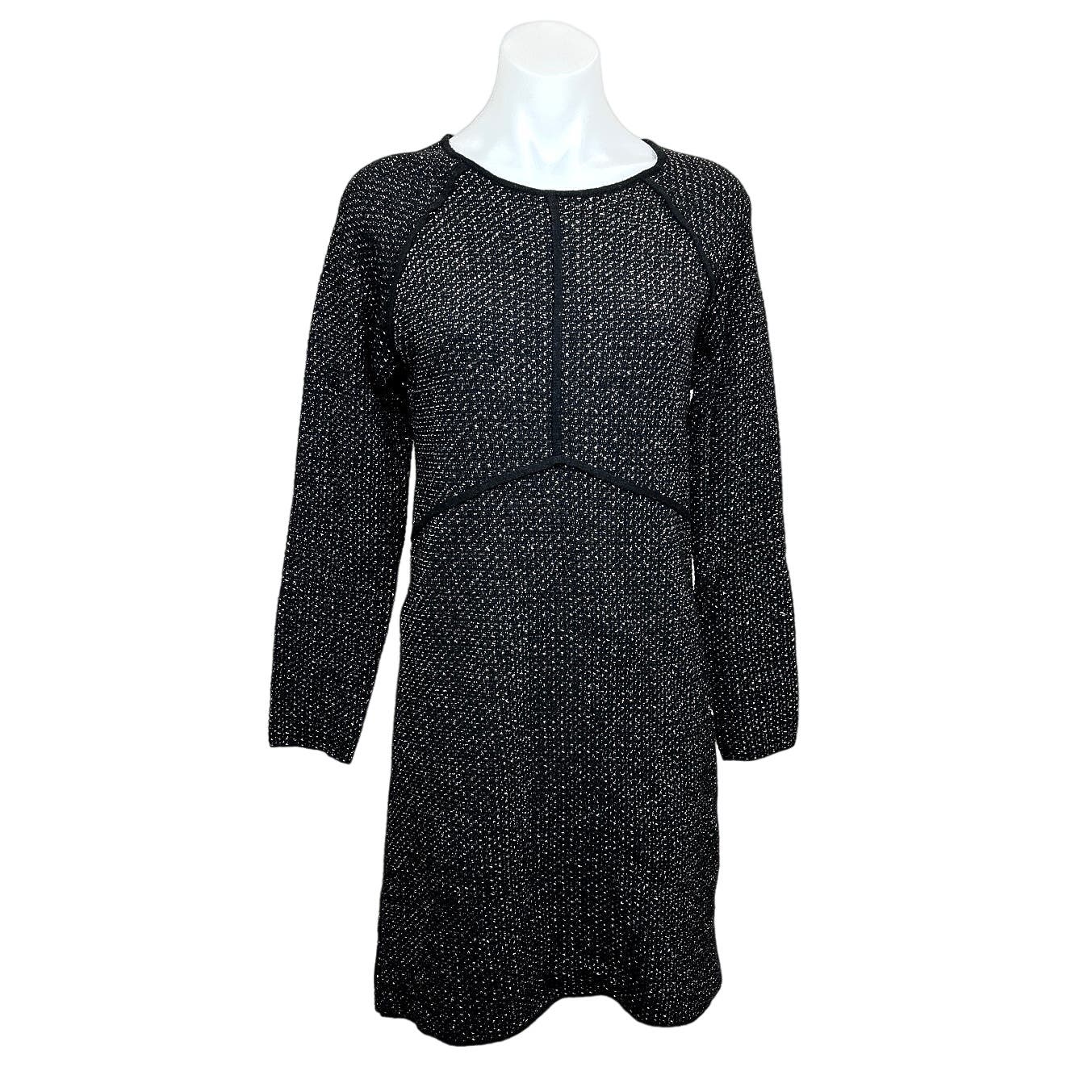 Zara NWT Womens Black Knit Silver Metallic Mini Long Sleeve Sweater Dr Brie Zara NWT Womens Black Knit Silver Metallic Mini Long Sleeve Sweater Dr Brie